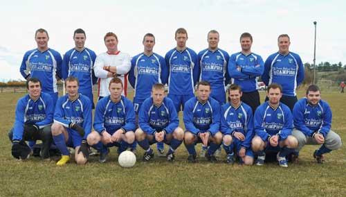 Glengoole United team who beat Clonmel Celtic B 3-1 (AFT) in their Paddy Purtill Cup quarterfinal game played in Glengoole. Back L to R: Shane Hanrahan, Kevin Kenny, Paul Hanrahan, Trevor O'Neill, John McMenamin, Tommy Duggan, Michael Heffernan, Keith Holohan. Front L to R: Harry Hayes, Jeff Brennan, Stuart Hanrahan, Sean Lahert, Eddie Stokes, Noel Hayes, Shane Kenny and Richard Corbett.